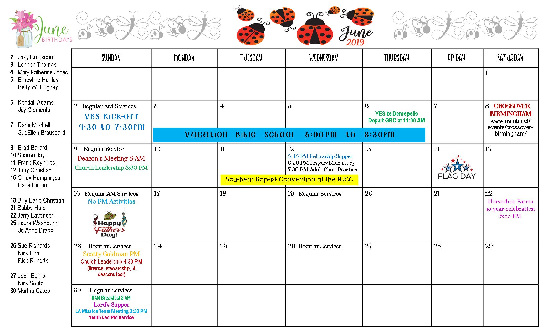 Events Calendar Greensboro Baptist Church